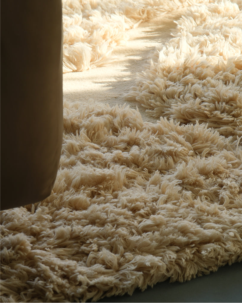 Savita Oat Sculptural Wool Shag Rug