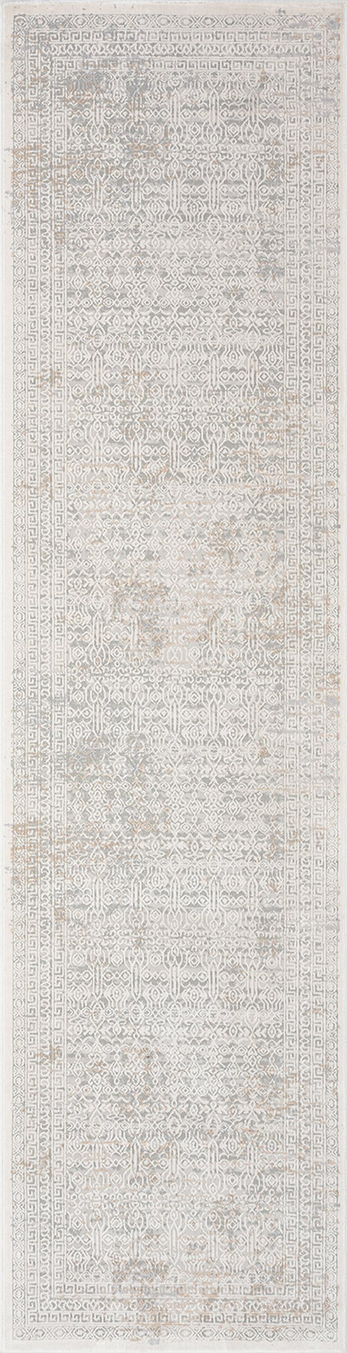 Seda Cream Ivory And Grey Traditional Floral Runner Rug