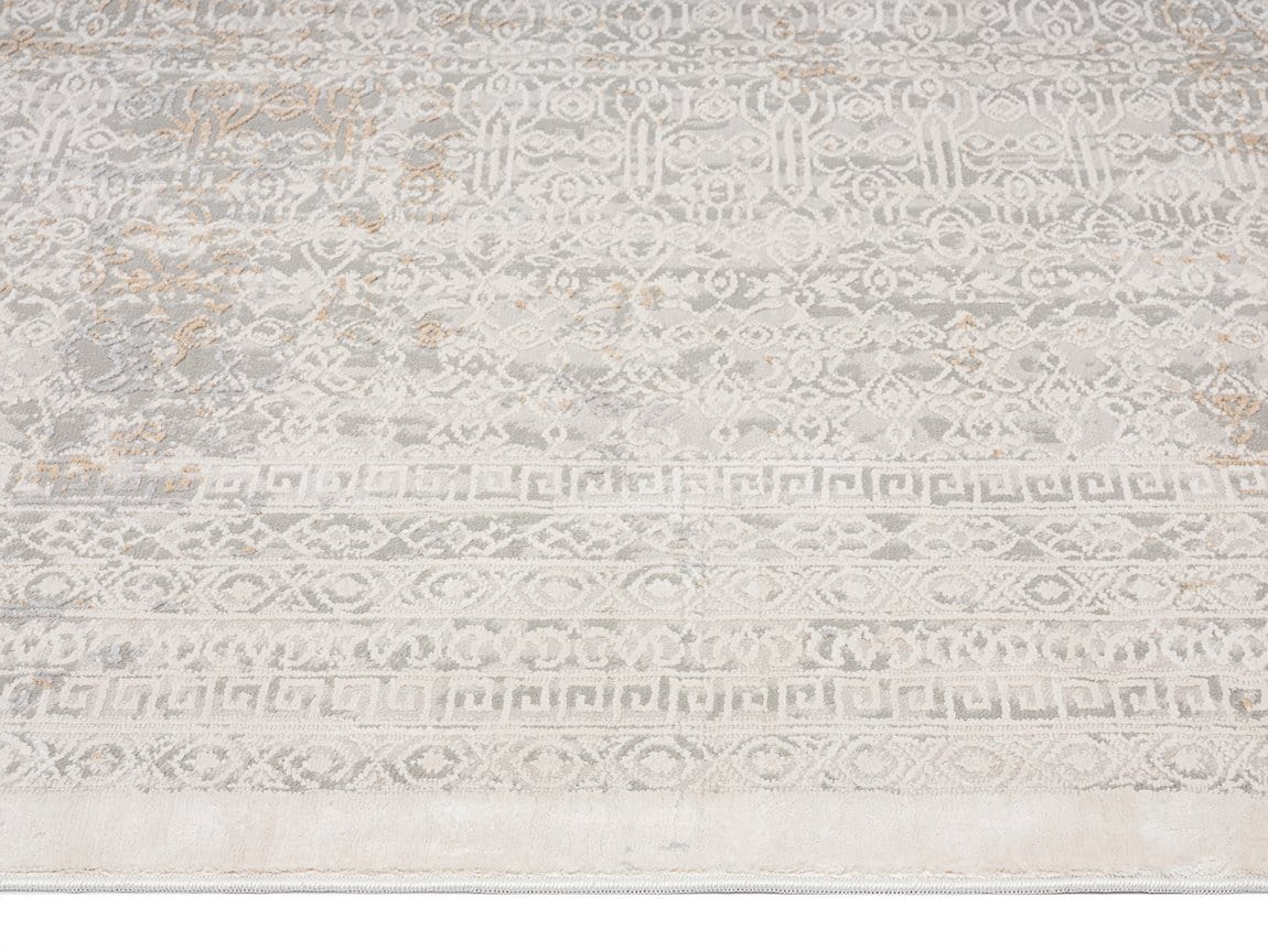 Seda Cream Ivory And Grey Traditional Floral Runner Rug