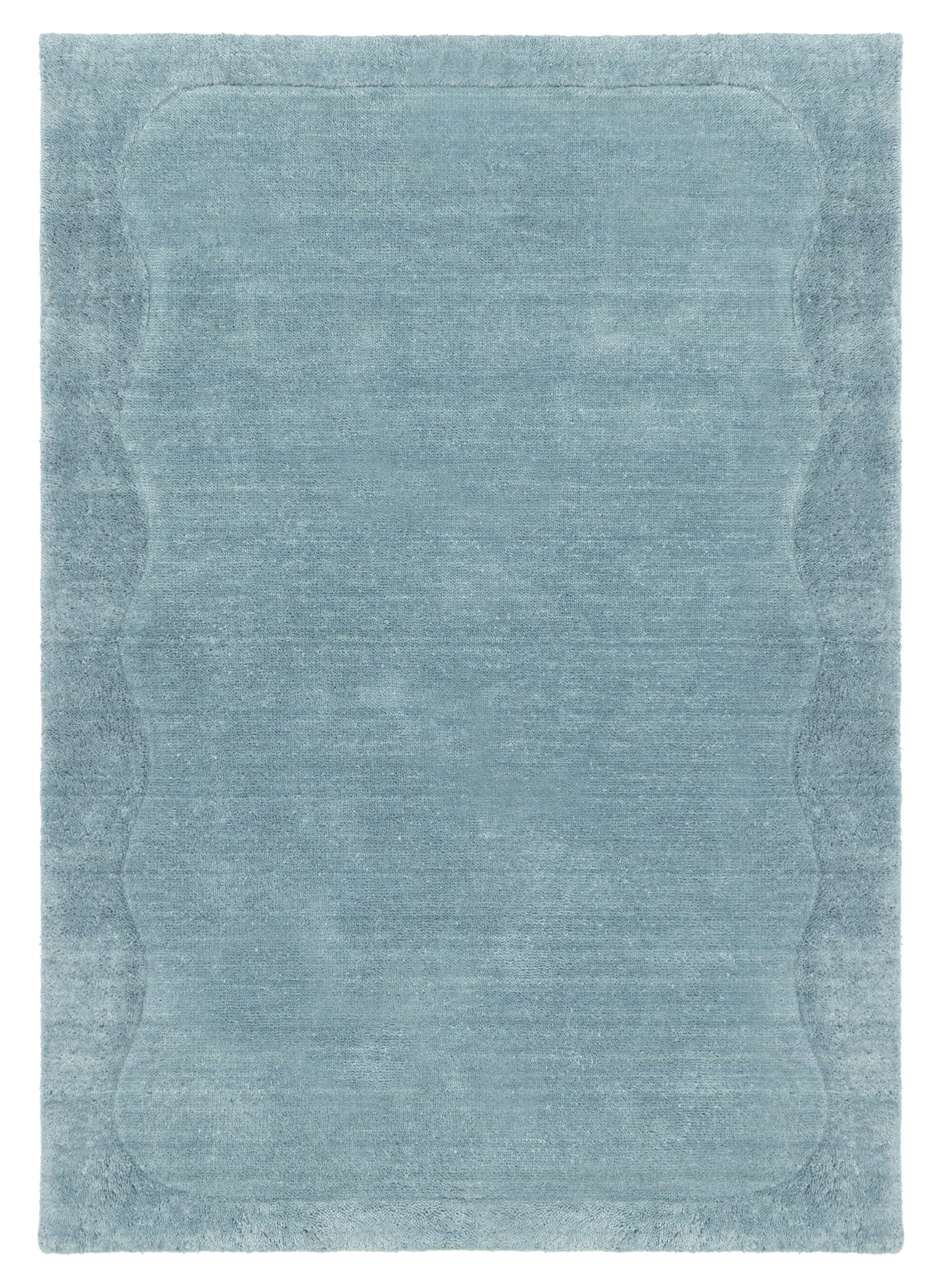 Serenity Blue Wiggle Border Wool Rug