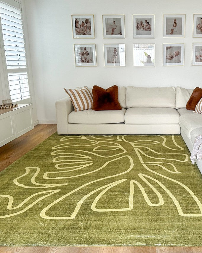 Shandi Green Hand Drawn Washable Rug