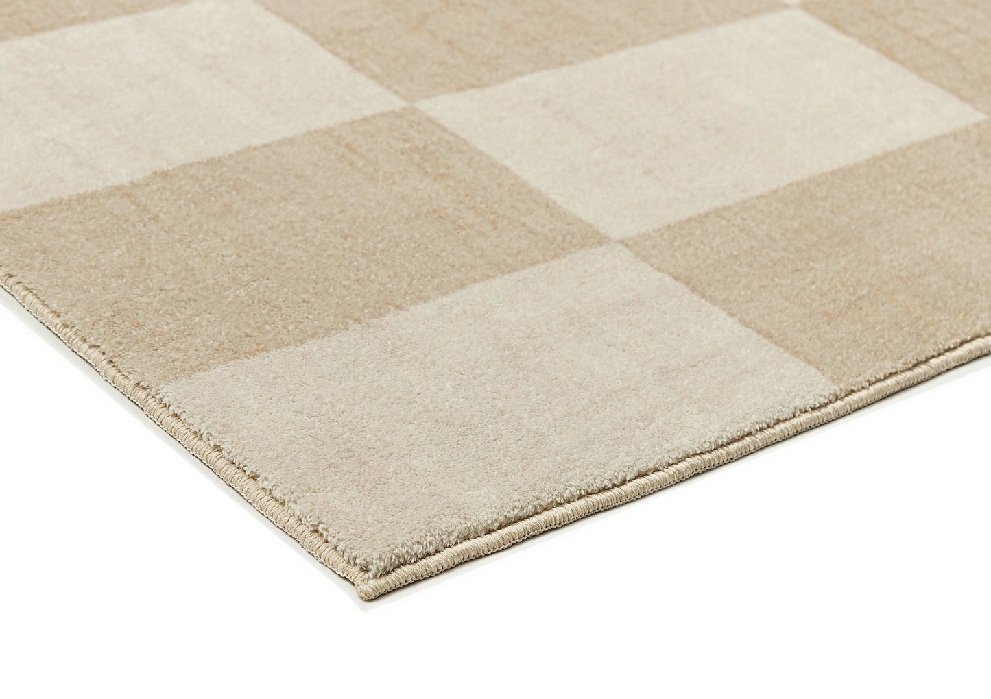 Shira Neutral Beige Checkered Washable Rug