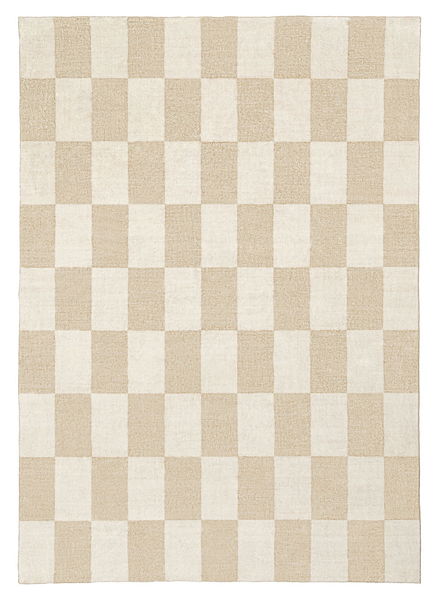 Shira Neutral Beige Checkered Washable Rug
