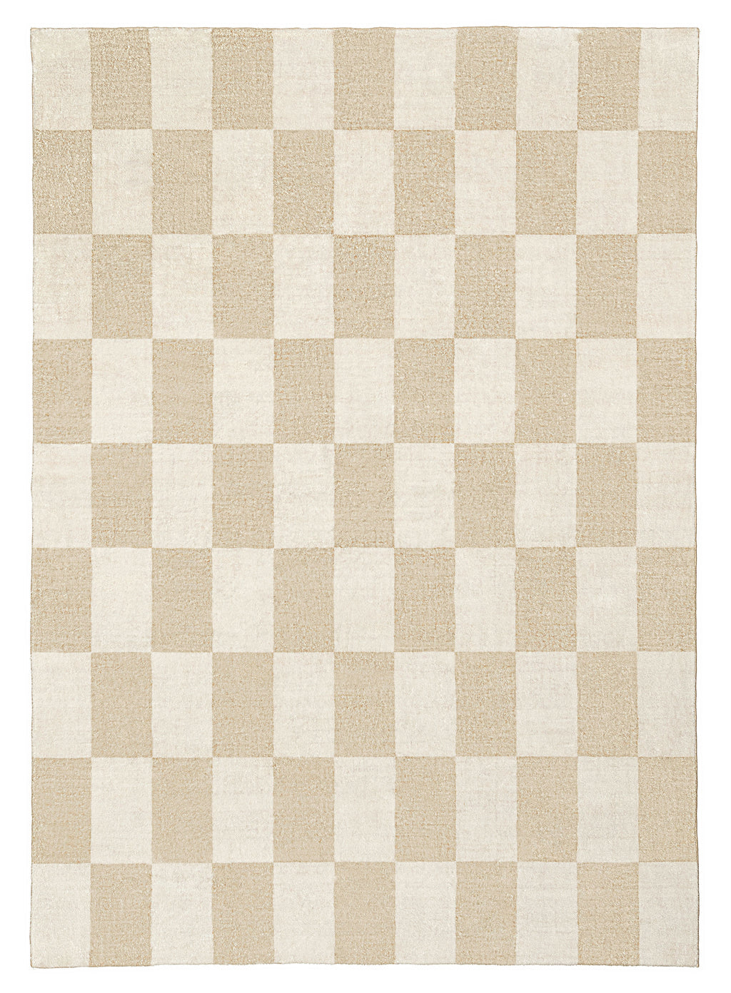 Shira Neutral Beige Checkered Washable Rug