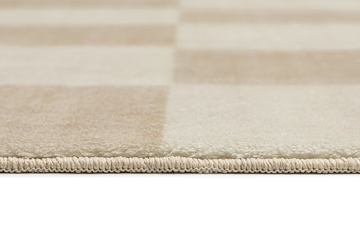 Check Rug Neutral Shira Neutral Beige Checkered Washable Rug