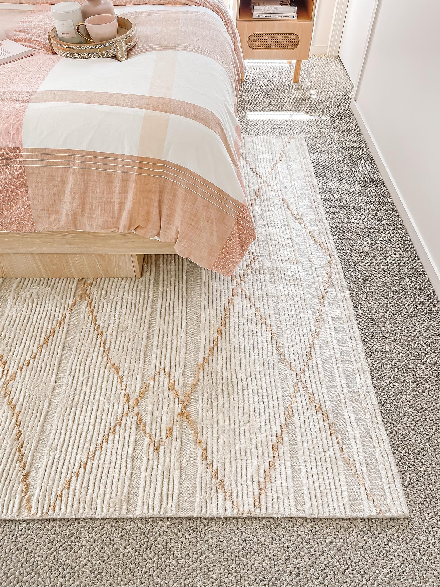 Shona Ivory and Peach Tribal P.E.T Rug