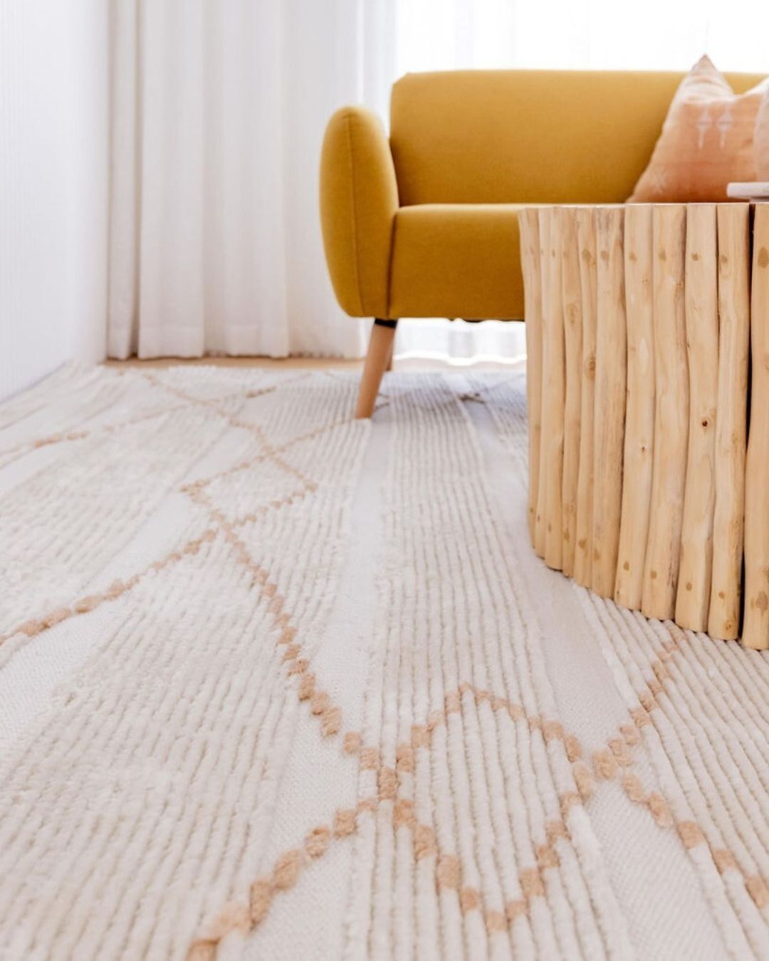 Shona Ivory and Peach Tribal P.E.T Rug