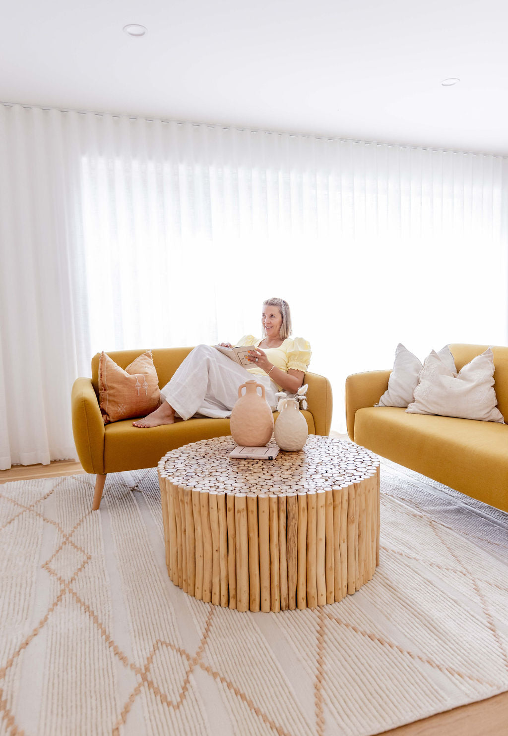 Shona Ivory and Peach Tribal P.E.T Rug