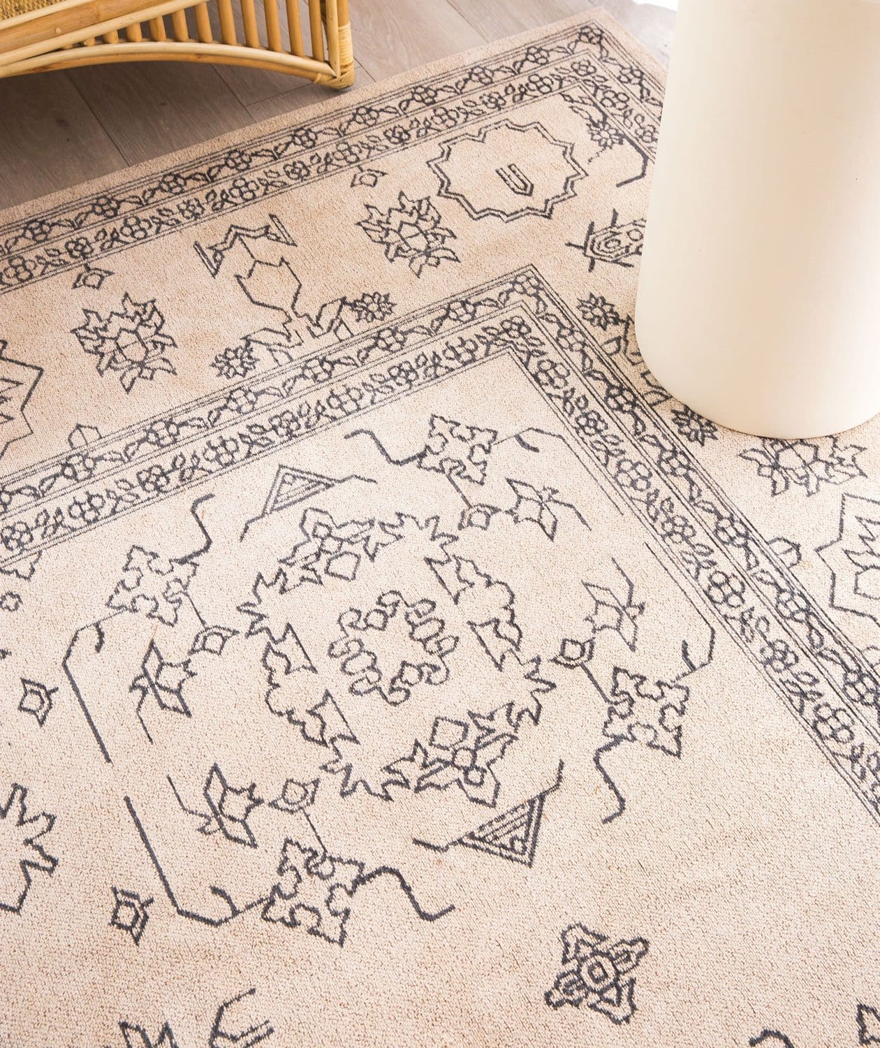 Sienna Beige and Black Scandi Pattern Rug