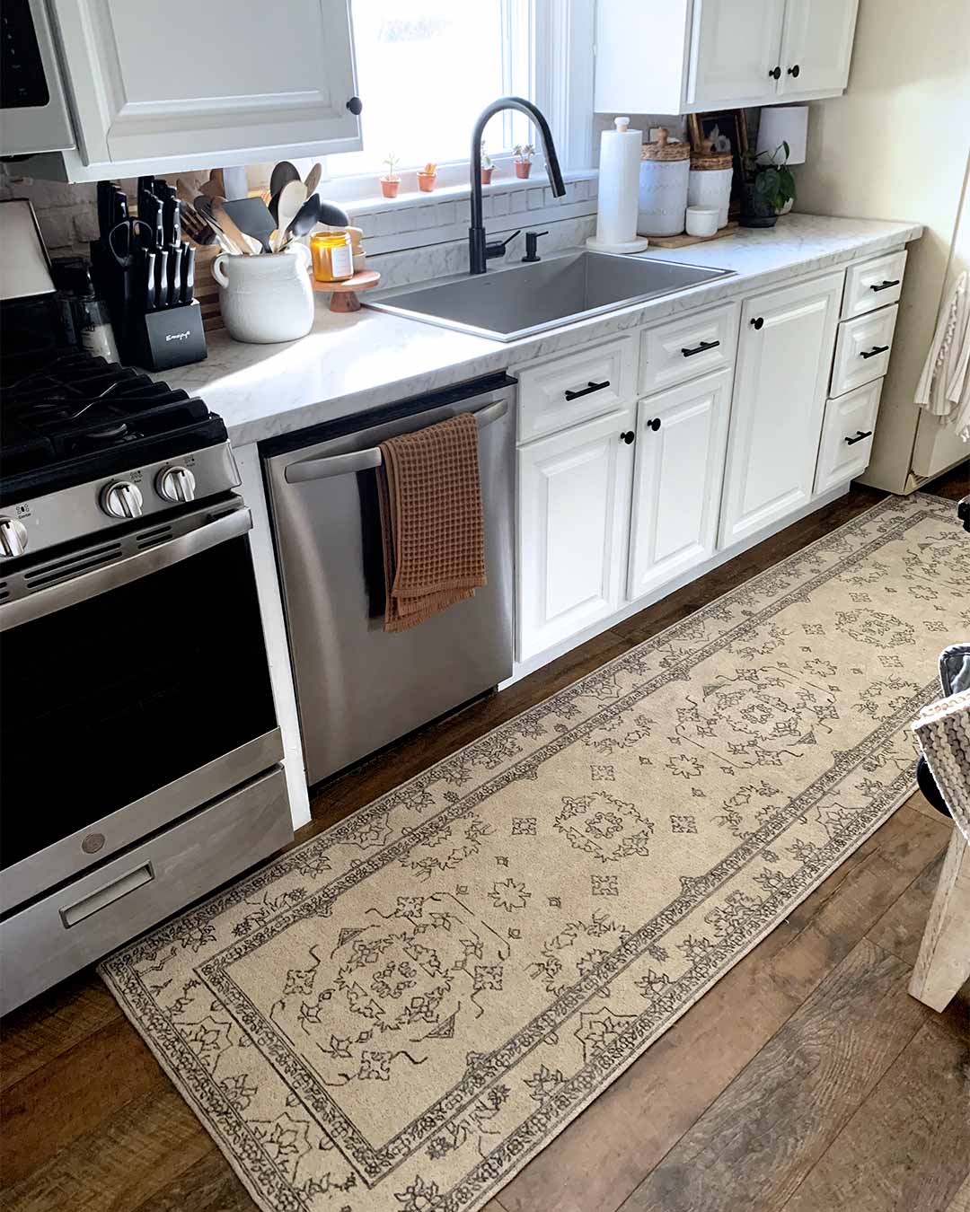 Sienna Beige and Black Scandi Pattern Runner Rug