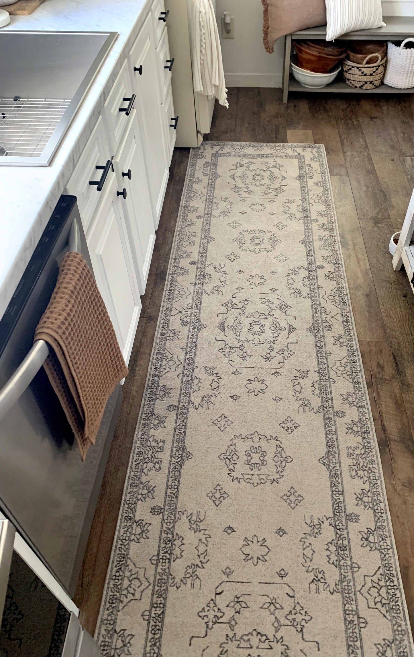Sienna Beige and Black Scandi Pattern Runner Rug