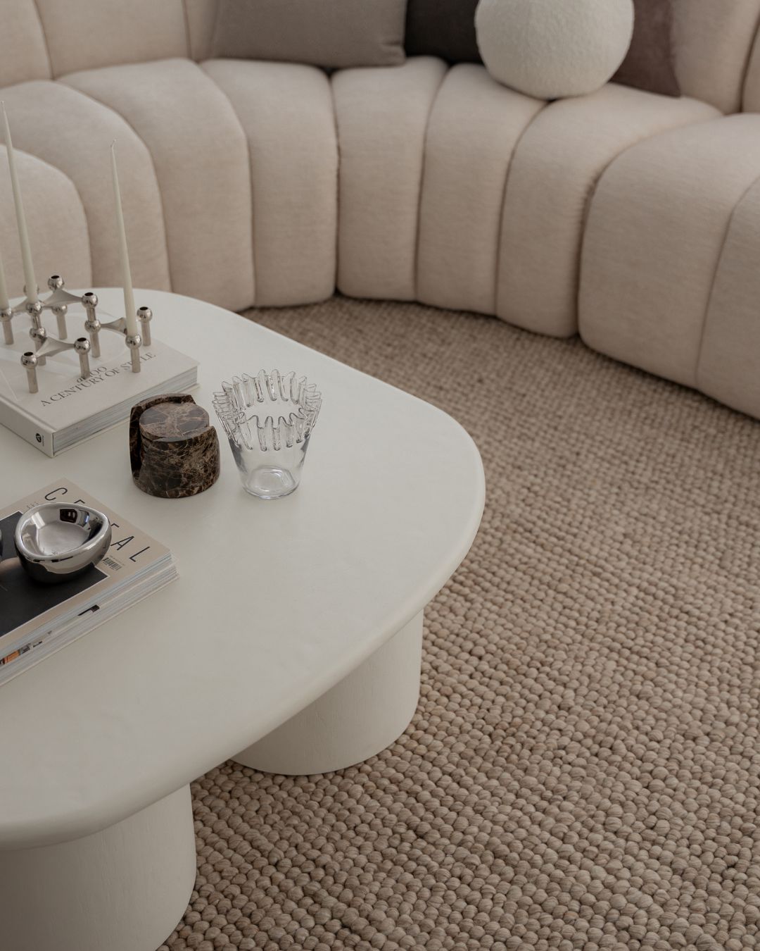 Habit Ripple Rug Simone Simone Cream and Ivory Marble Looped Rug