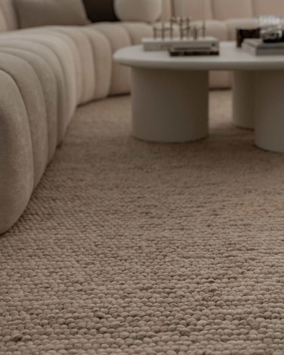 Simone Cream and Ivory Marble Looped Rug