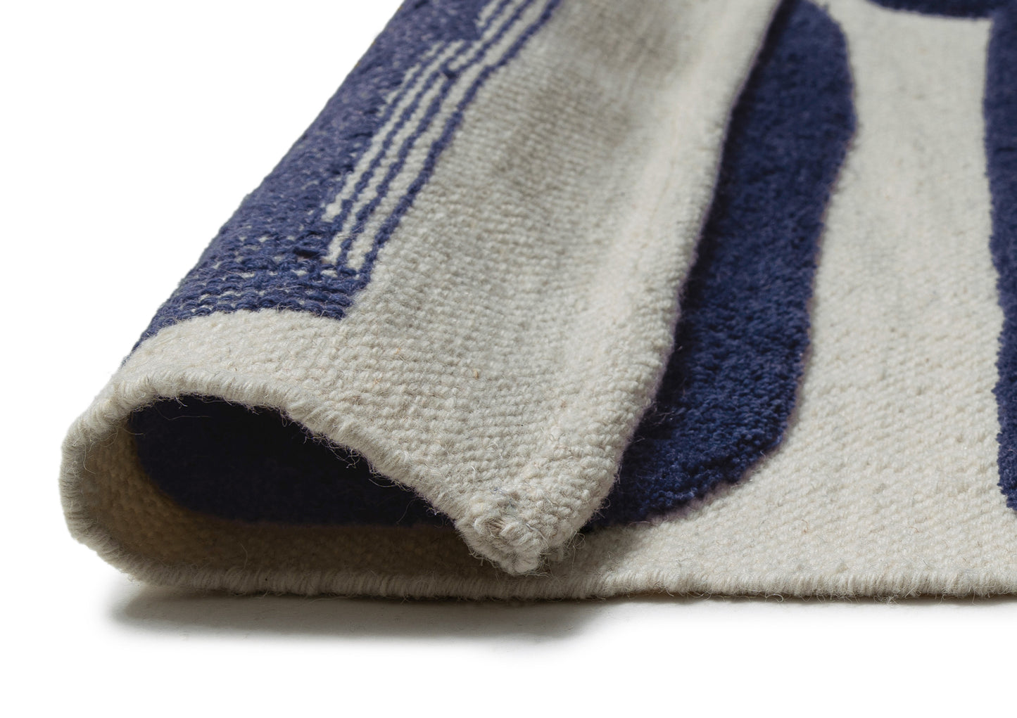 Simora Blue Abstract Washable Wool Rug