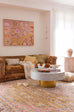 Sissa Mustard and Peach Floral Distressed Rug