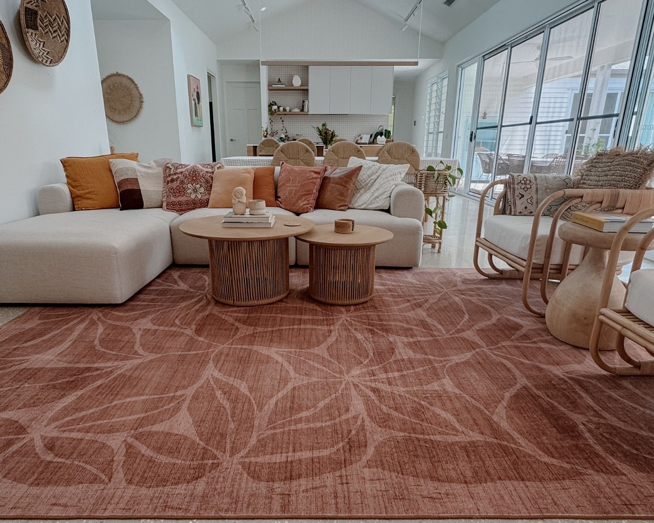 Sitar Rust Floral Washable Rug