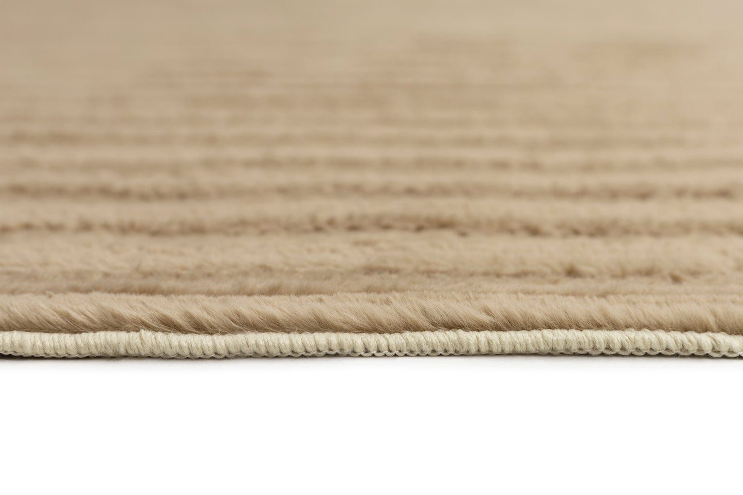 Sitti Beige Striped Washable Faux Fur Runner Rug