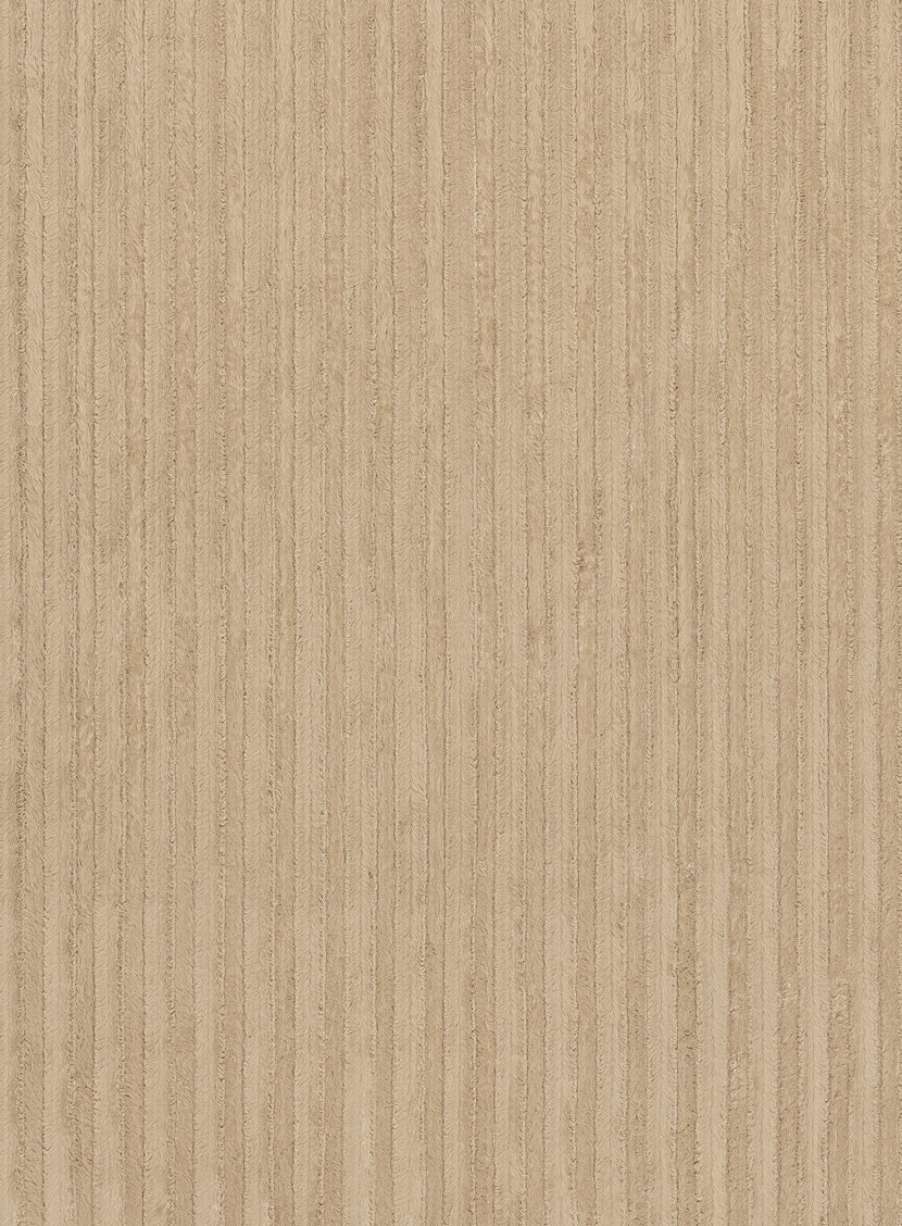 Sitti Beige Striped Washable Faux Fur Rug