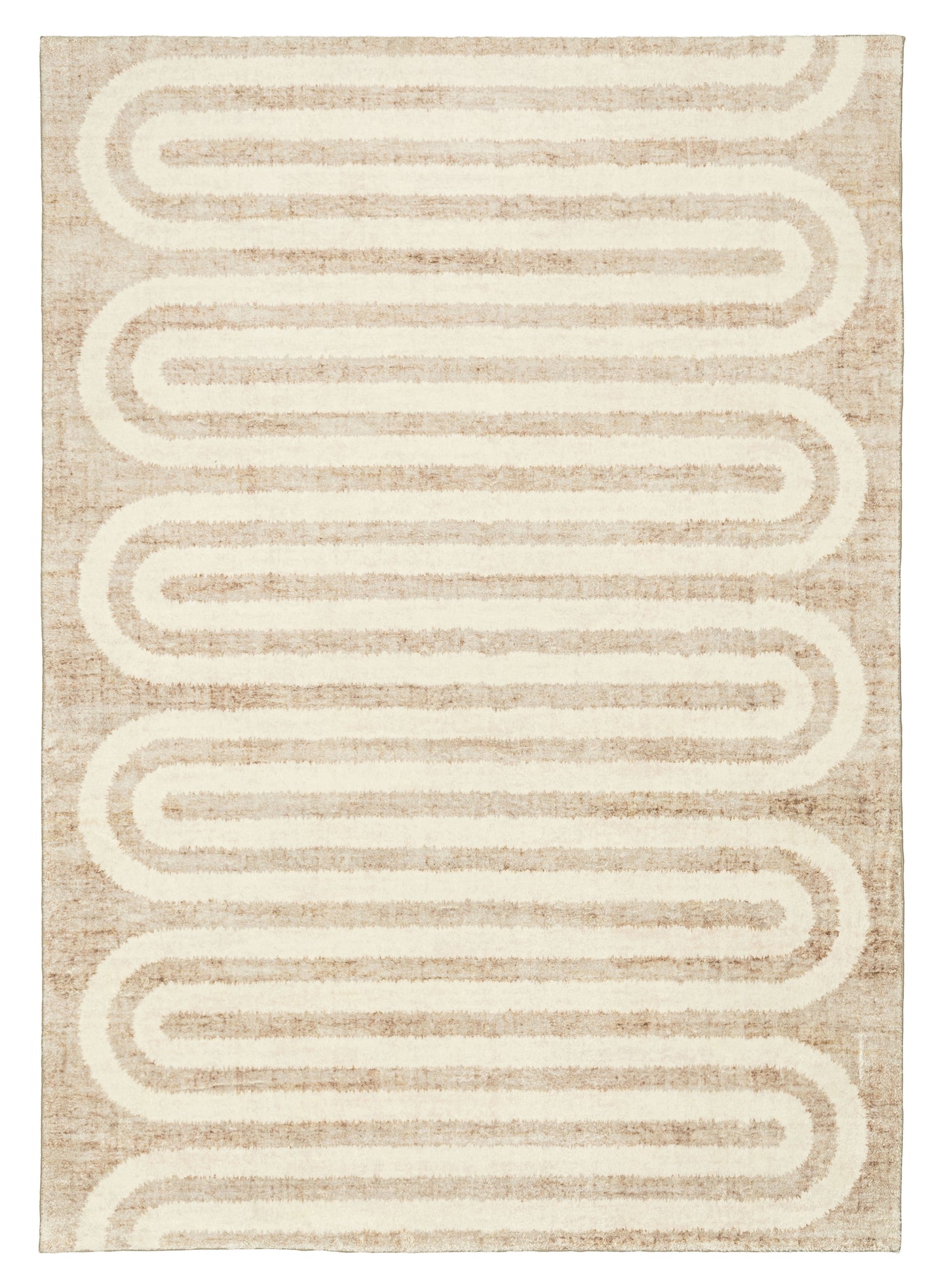 Sloan Beige Curve Pattern Washable Rug