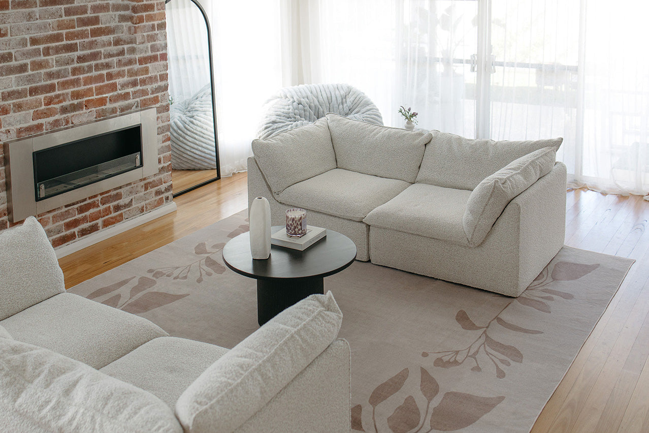 Solange Beige and Brown Botanical Border Washable Rug