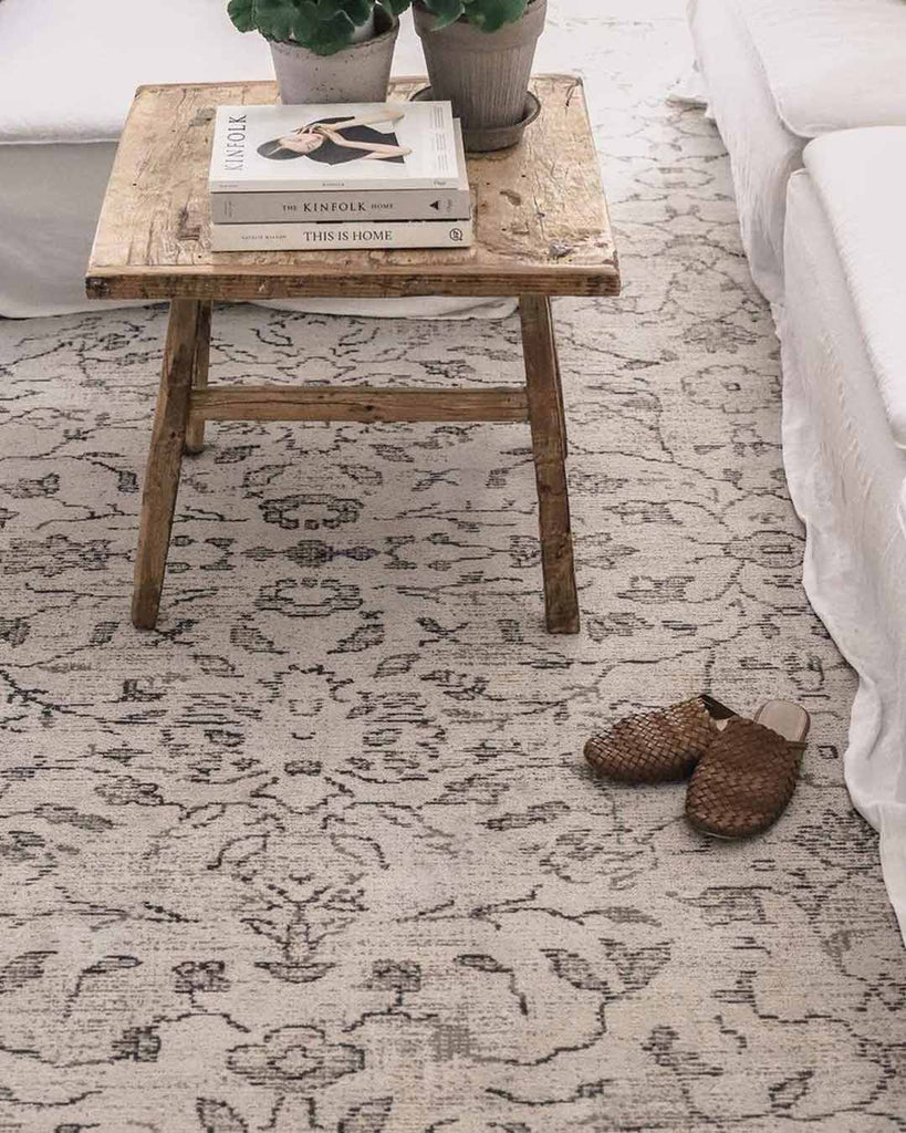 Sonia Beige and Grey Floral Pattern Rug