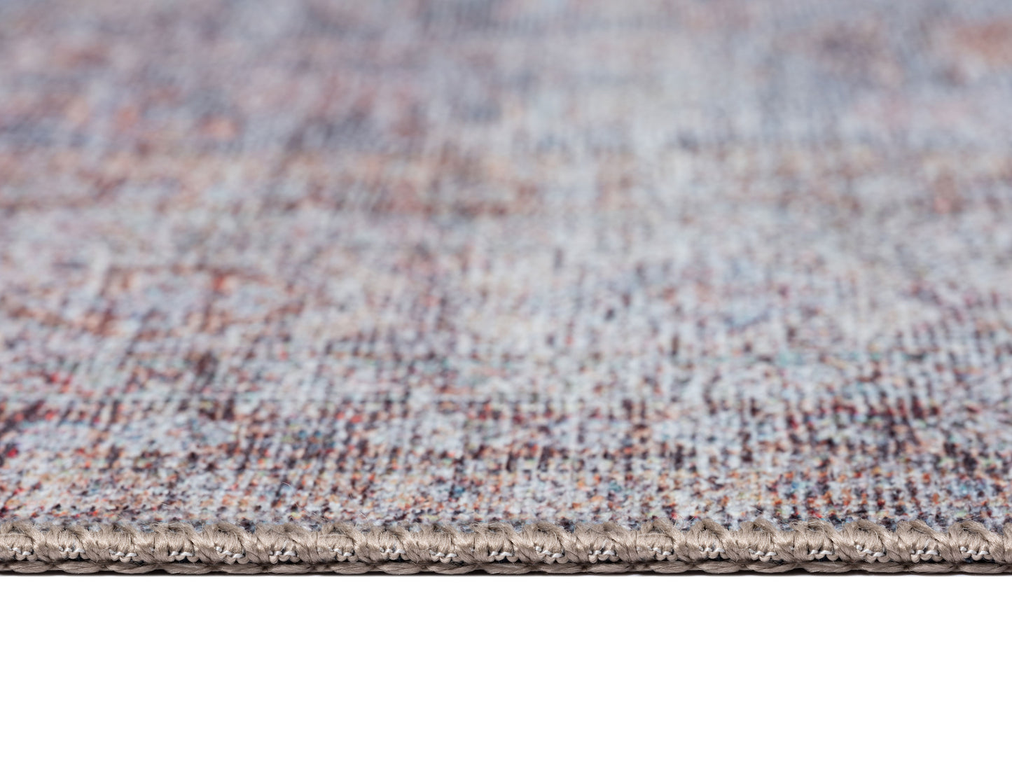Sorra Blue and Brown Traditional Distressed Washable Rug