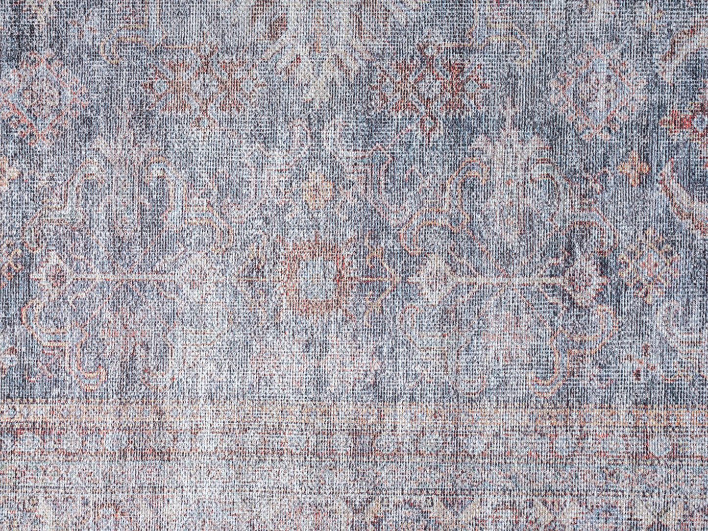Sorra Blue and Brown Traditional Distressed Washable Runner Rug