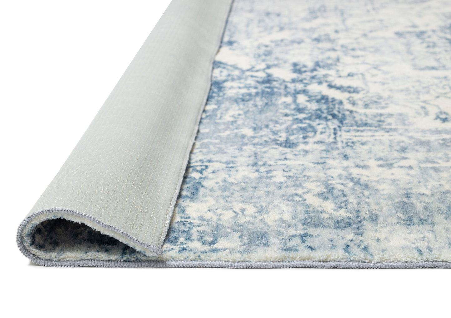 Suri Blue and Grey Distressed Washable Rug