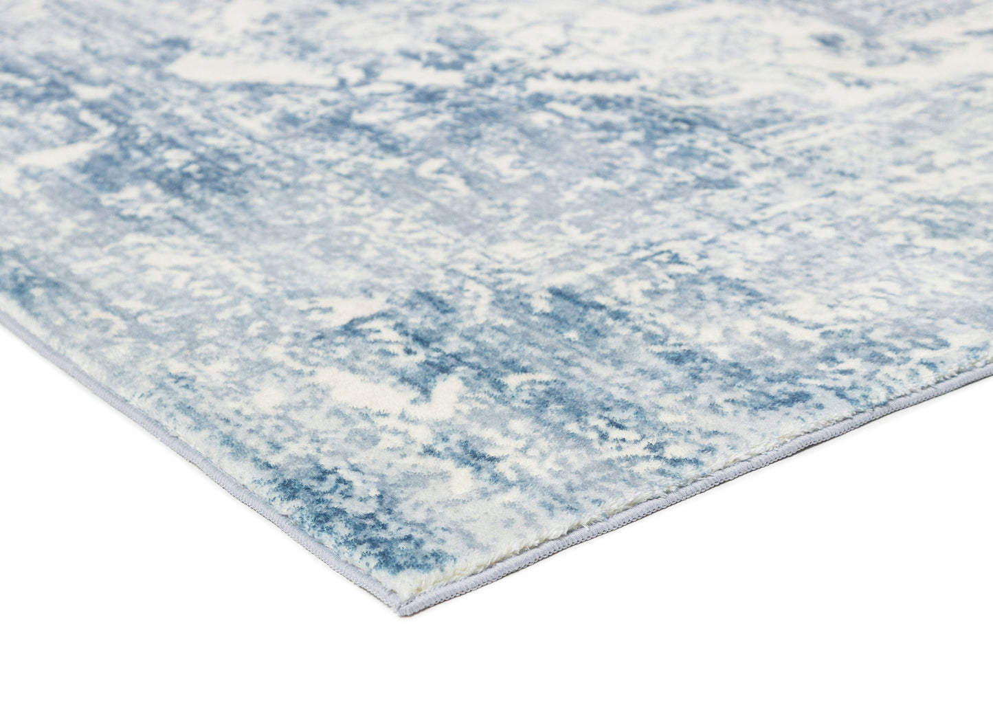 Suri Blue and Grey Distressed Washable Rug
