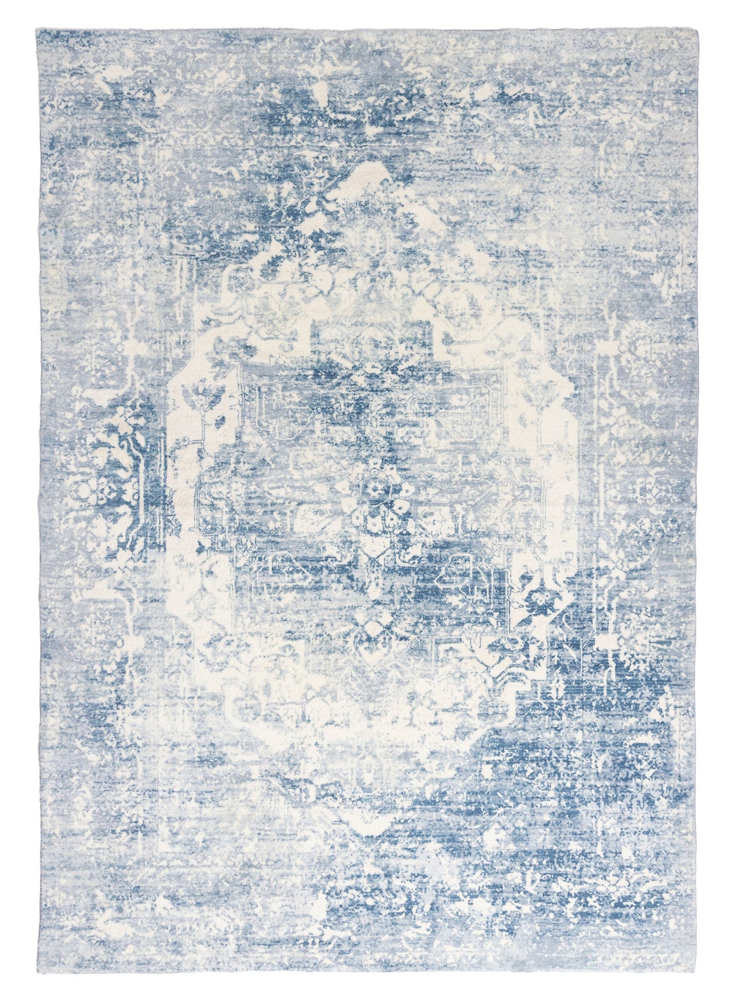 Suri Blue and Grey Distressed Washable Rug