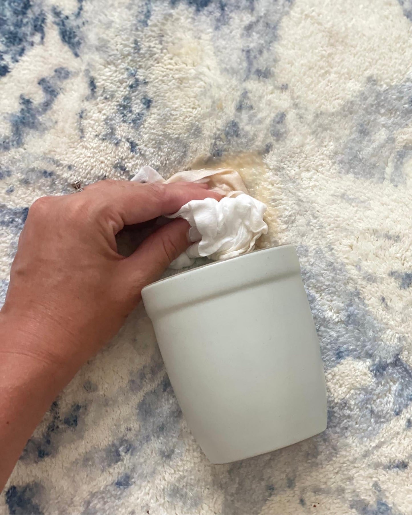 Suri Blue and Grey Distressed Washable Rug