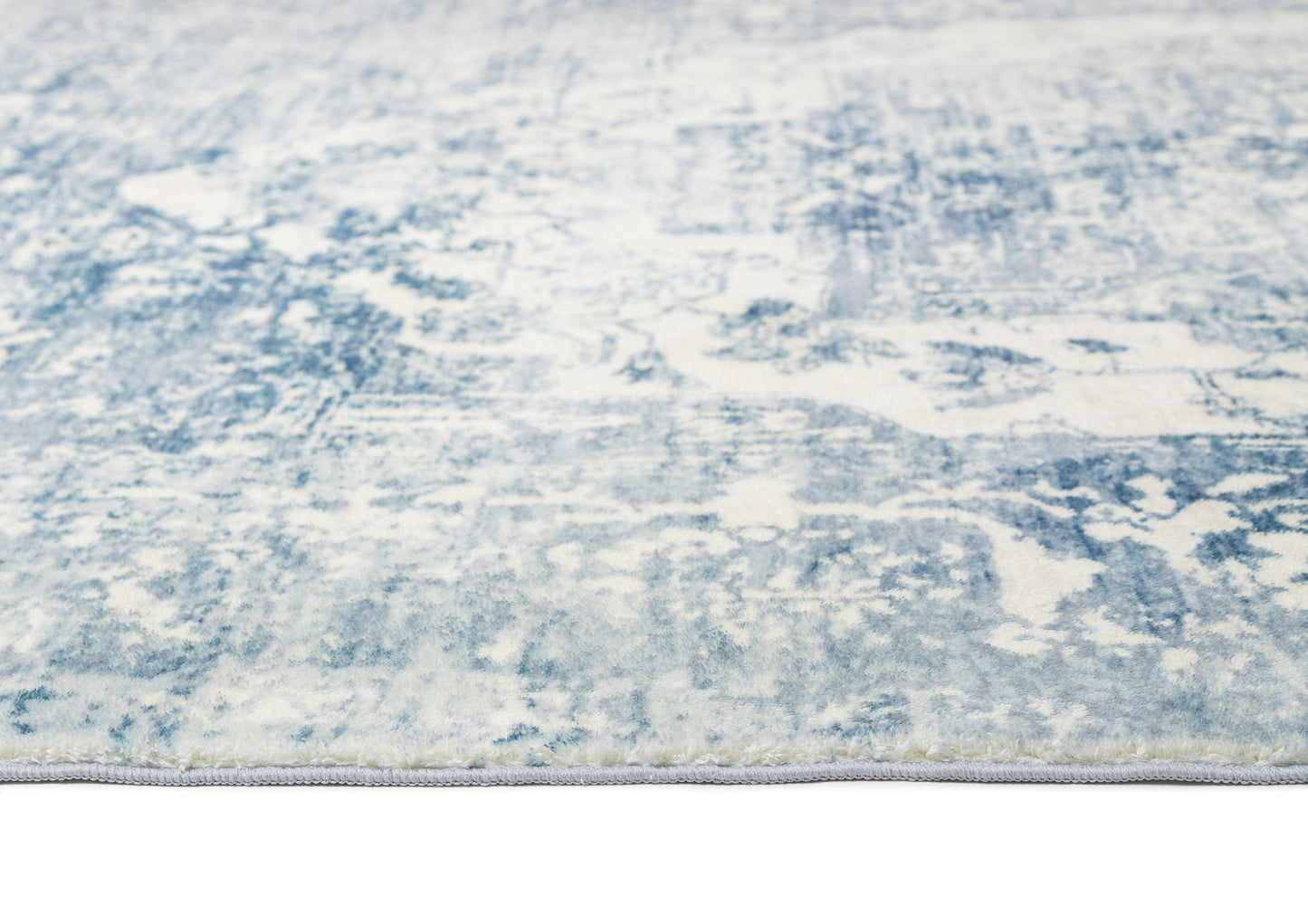 Suri Blue and Grey Distressed Washable Rug