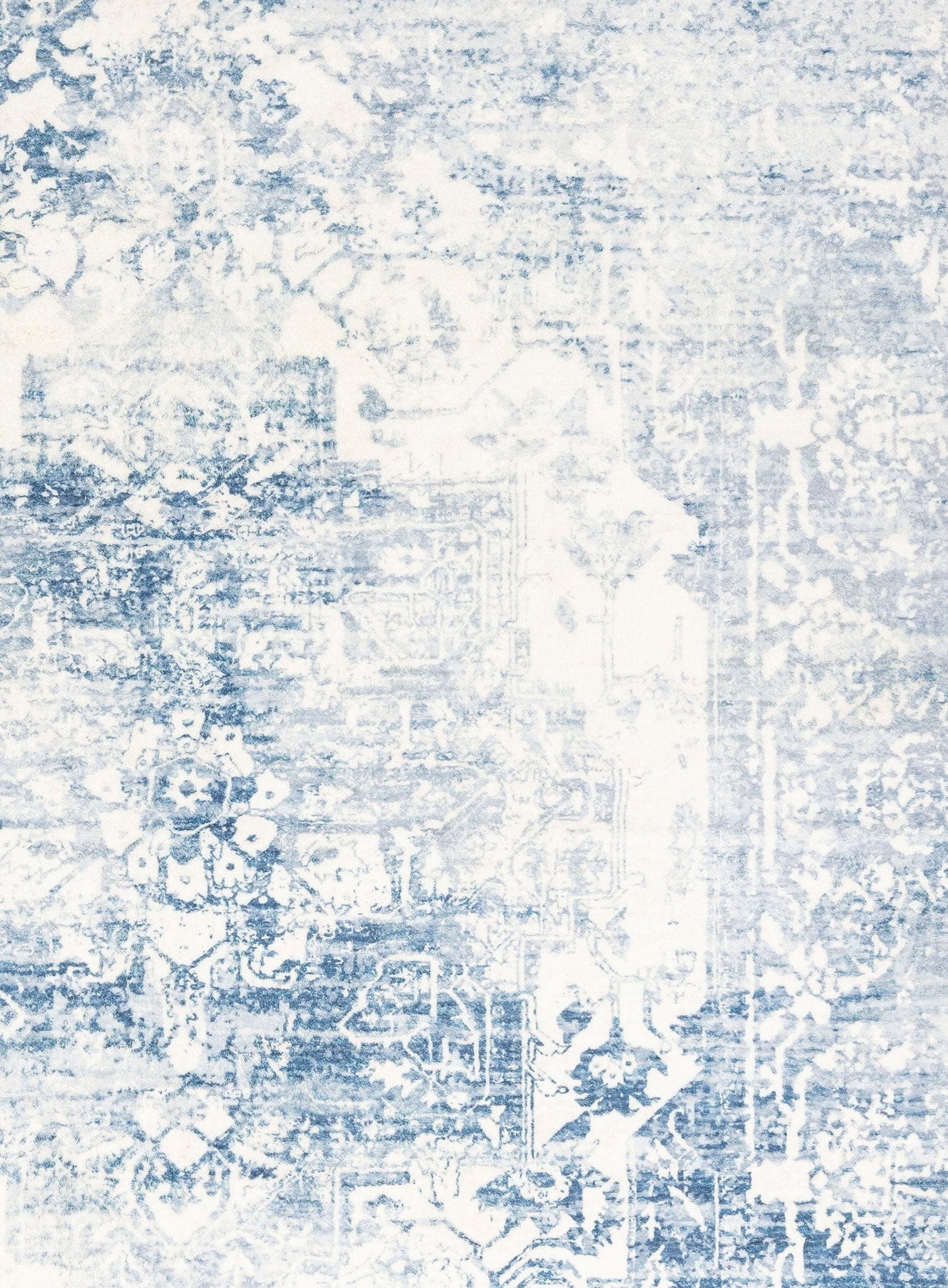 Suri Blue and Grey Distressed Washable Rug