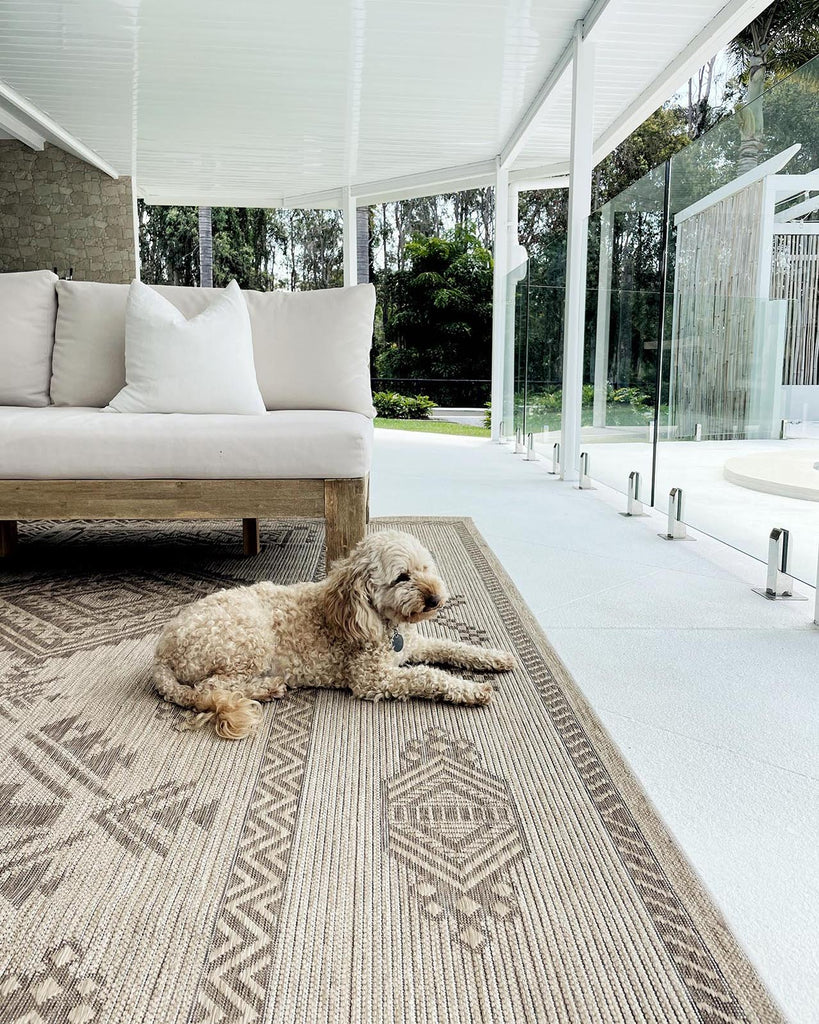 Takha Brown and Beige Tribal Flatweave Indoor Outdoor Rug