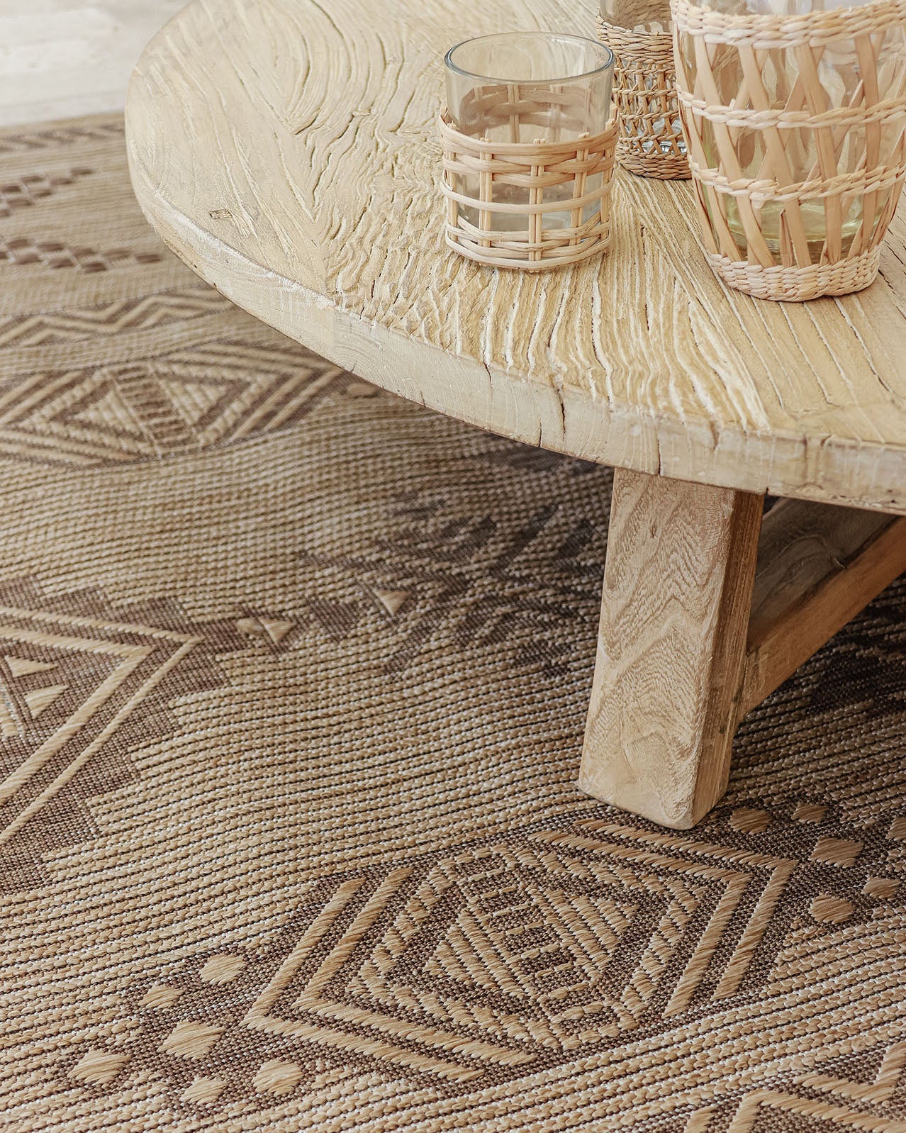 Takha Brown and Beige Tribal Flatweave Indoor Outdoor Rug
