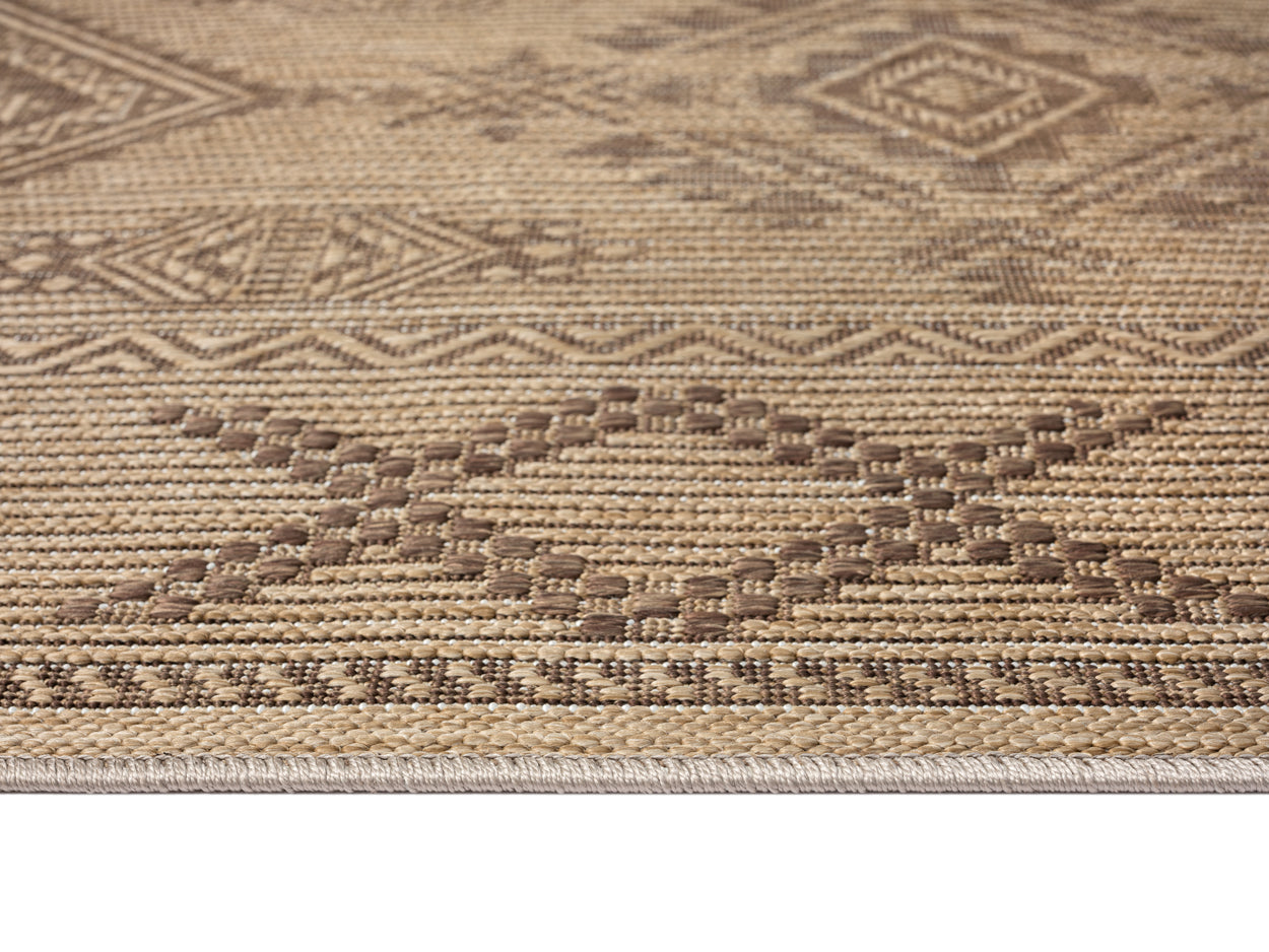 Takha Brown and Beige Tribal Flatweave Indoor Outdoor Rug