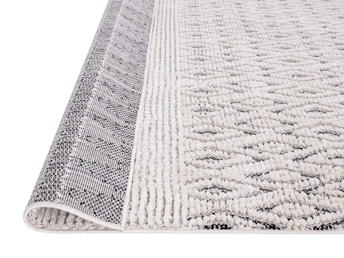 Talia Ivory Black Tribal Textured Runner Rug