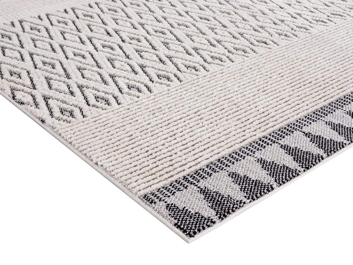 Talia Ivory Black Tribal Textured Runner Rug