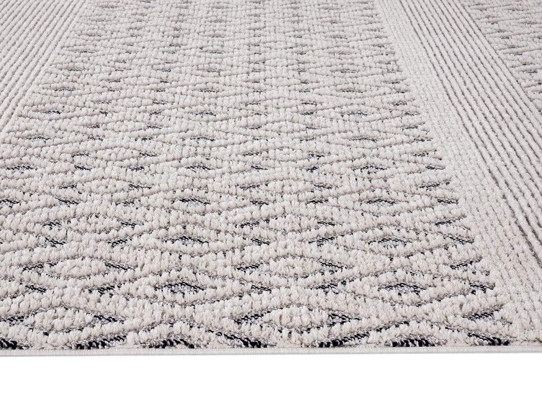 Talia Ivory Black Tribal Textured Runner Rug