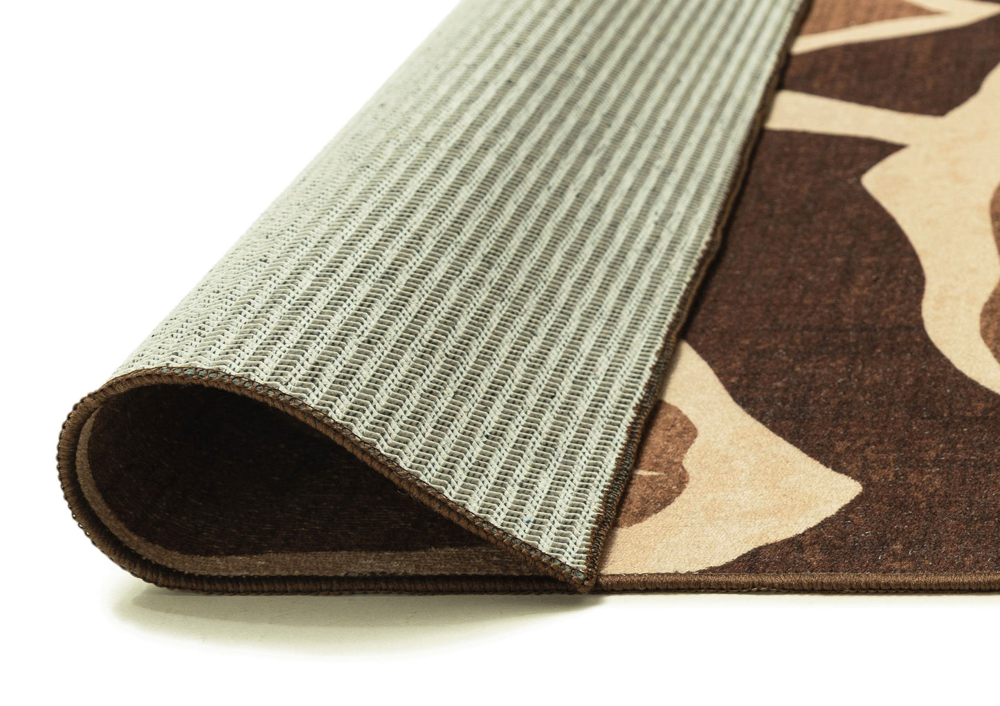 Tamika Brown and Rust Botanical Washable Rug