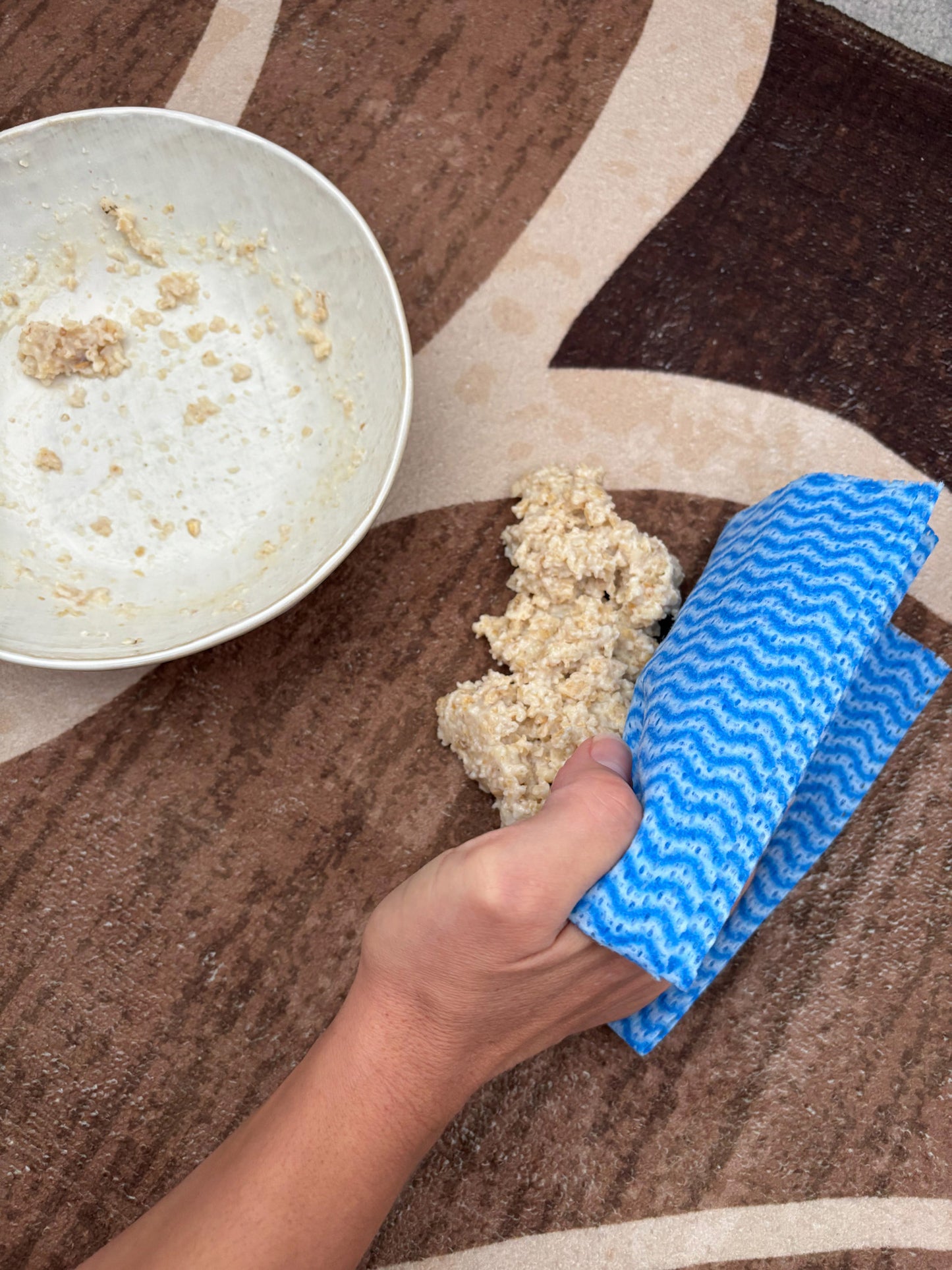 Tamika Brown and Rust Botanical Washable Rug