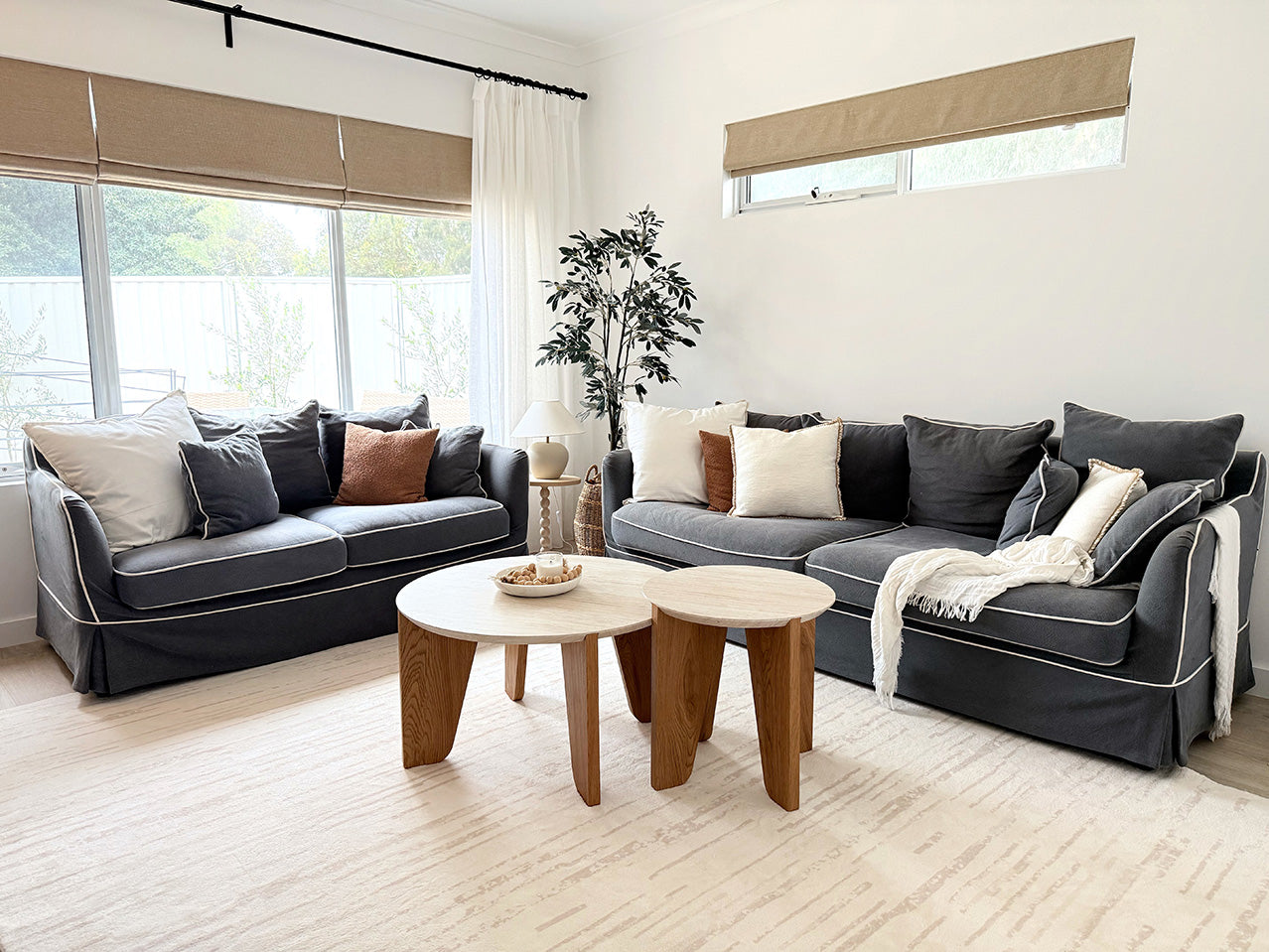 Tandara Grey and Cream Abstract Pattern Washable Rug