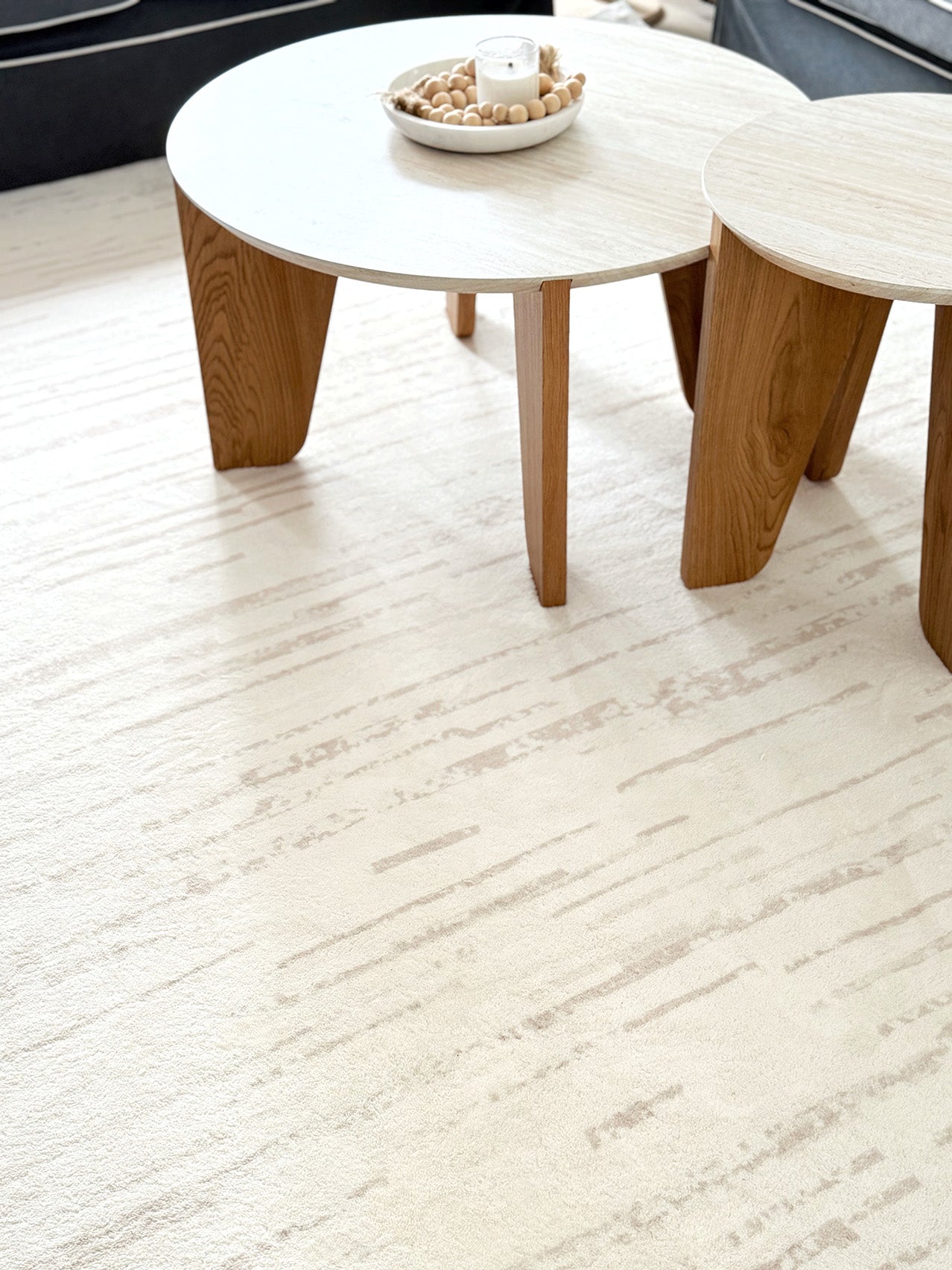 Tandara Grey and Cream Abstract Pattern Washable Rug