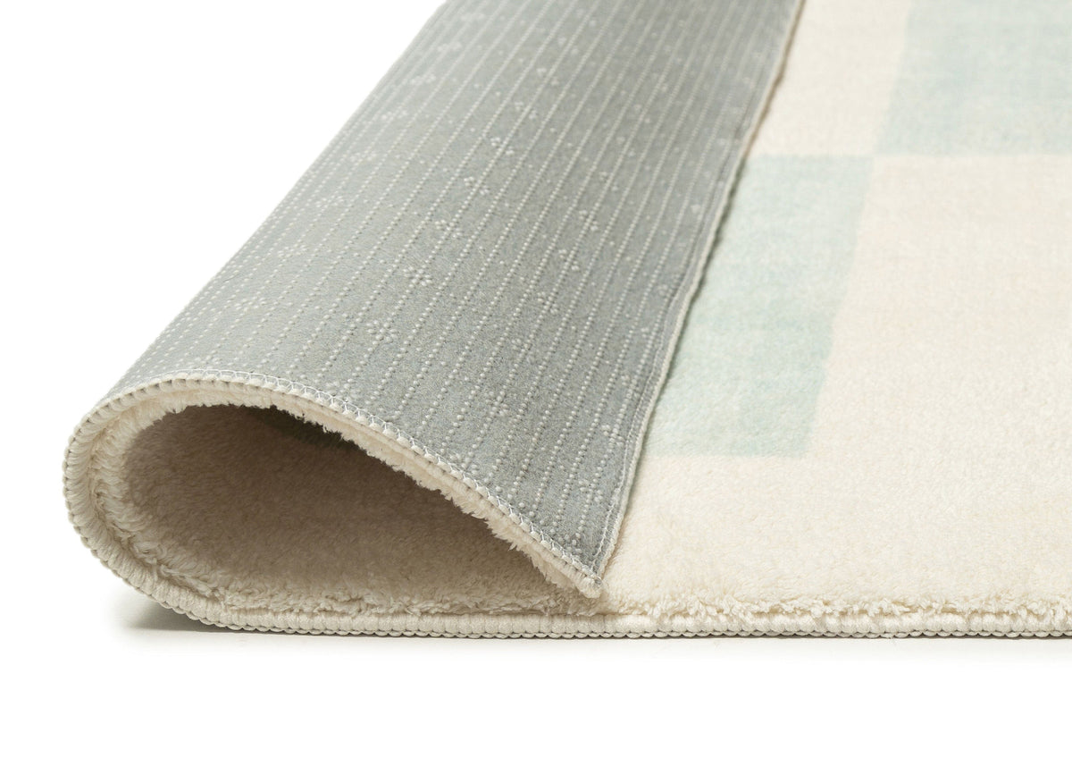 Tara Blue and Cream Checkered Washable Rug – Miss Amara (AU)