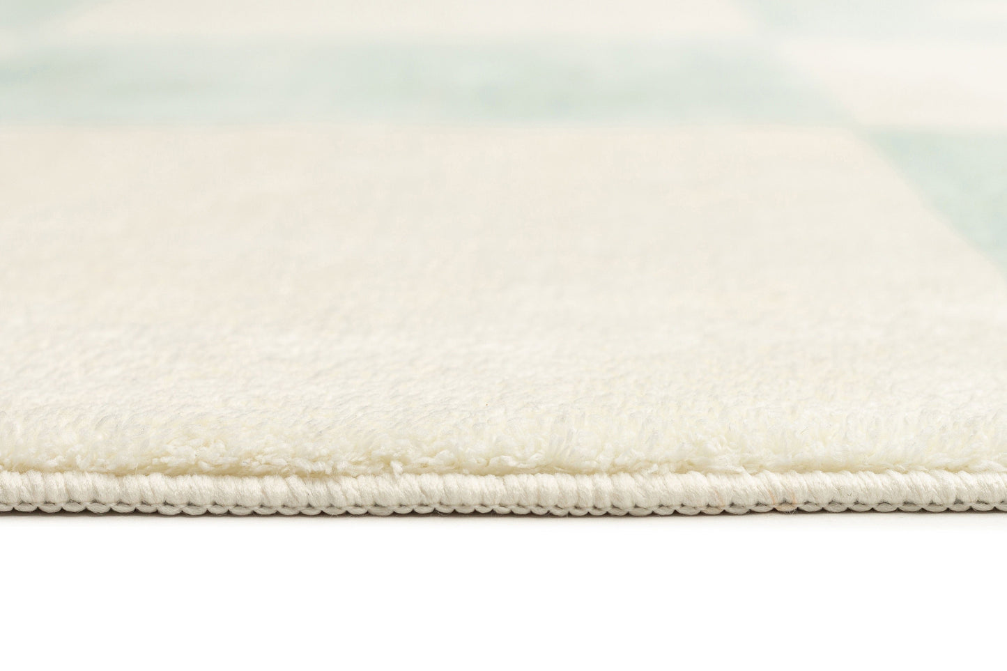 Tara Blue and Cream Checkered Washable Rug