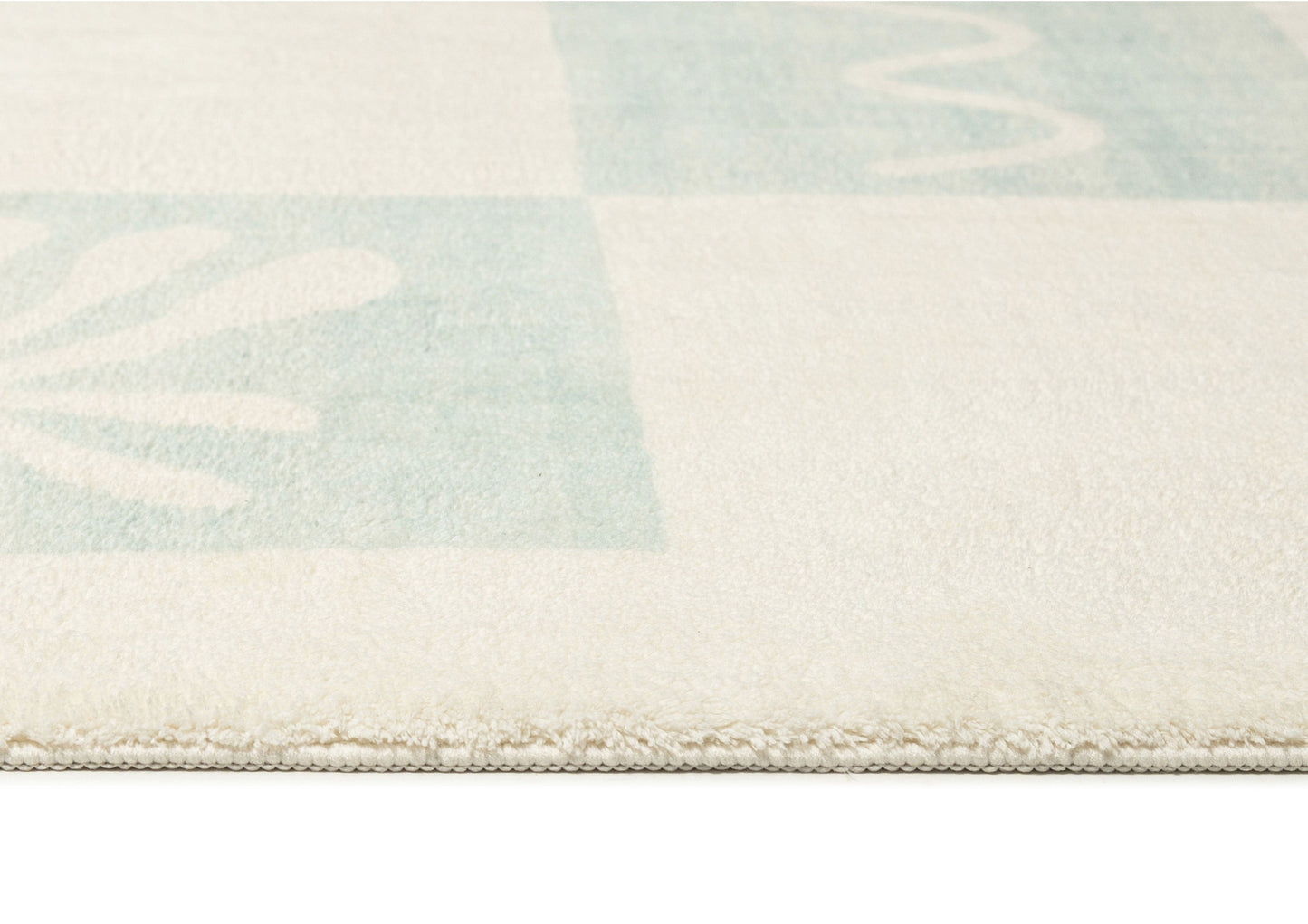 Tara Blue and Cream Checkered Washable Rug