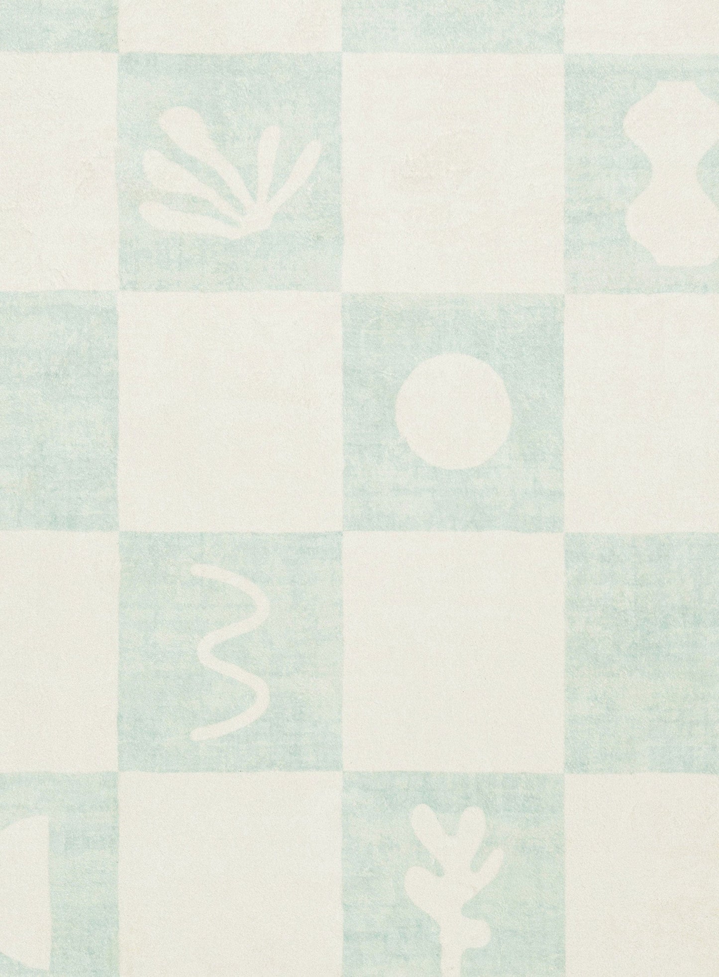 Tara Blue and Cream Checkered Washable Rug