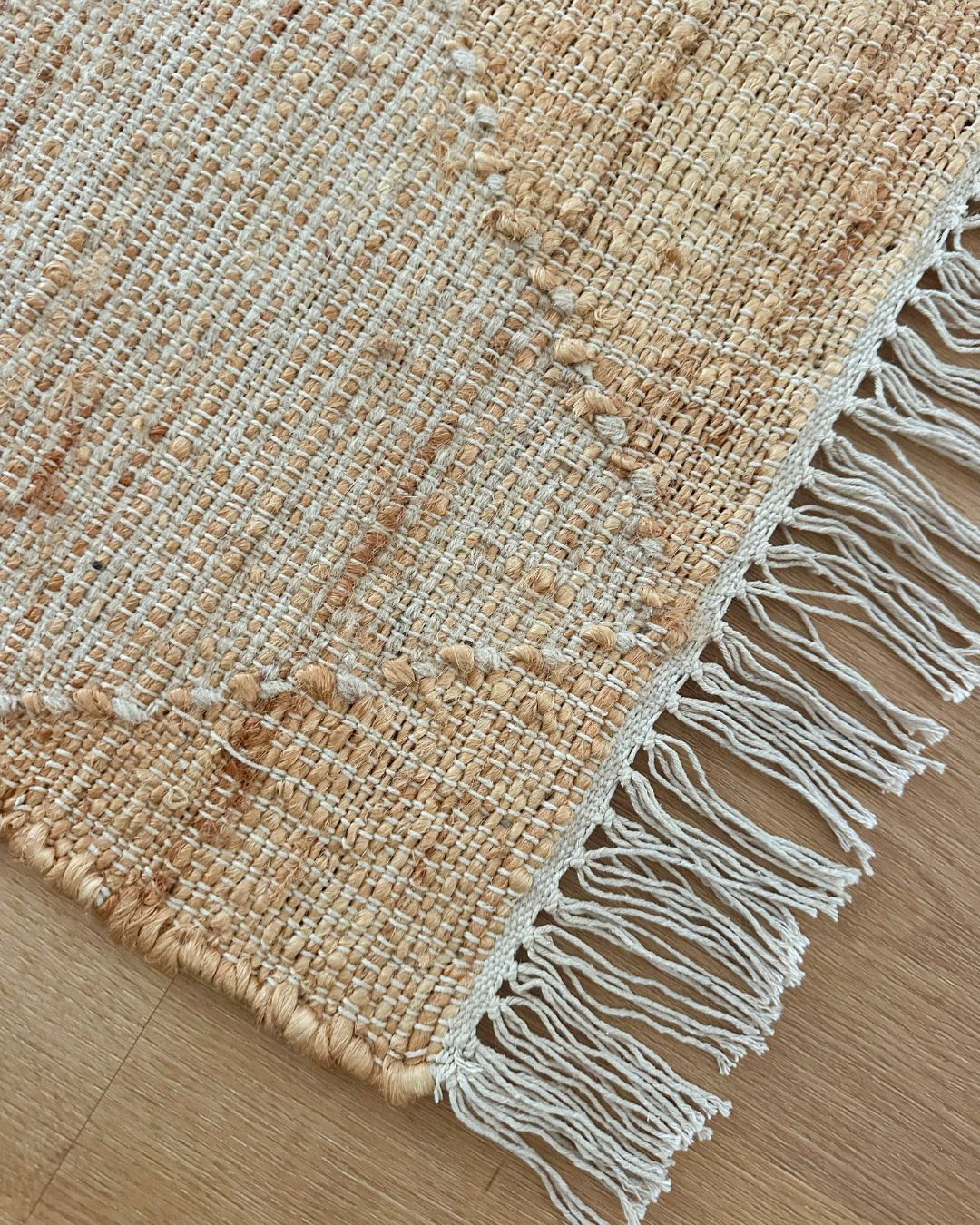 Thylanne Natural Raised Diamond Jute Wool Rug