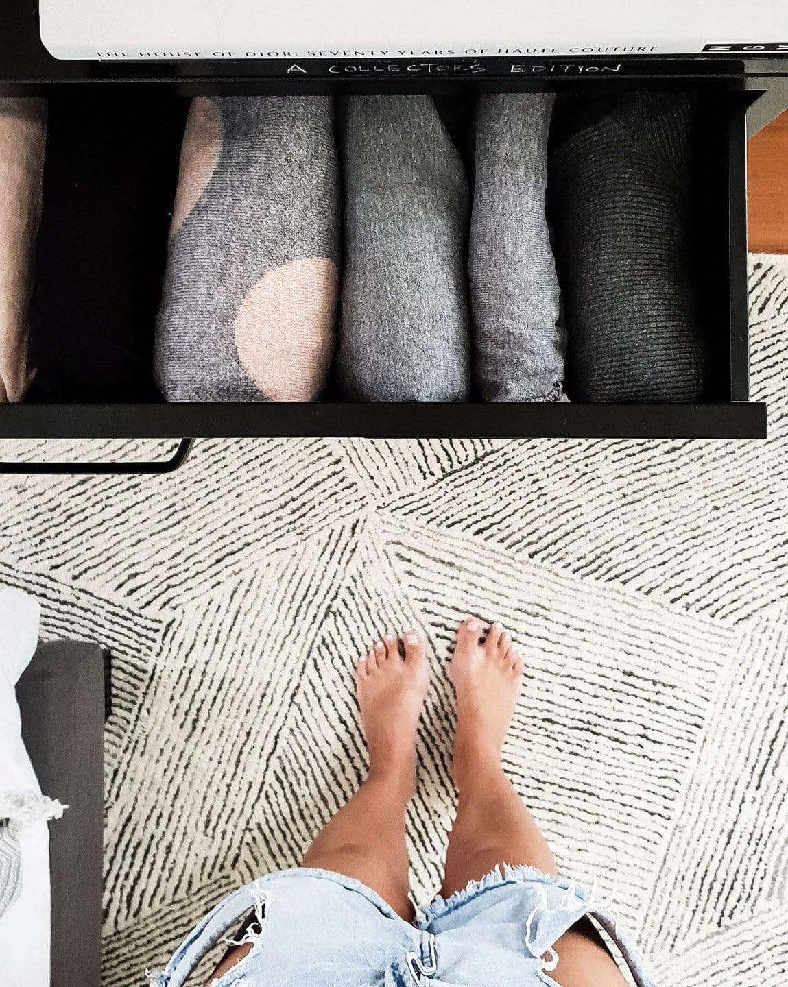 Tilde Charcoal and Ivory Striped Modern Wool Rug