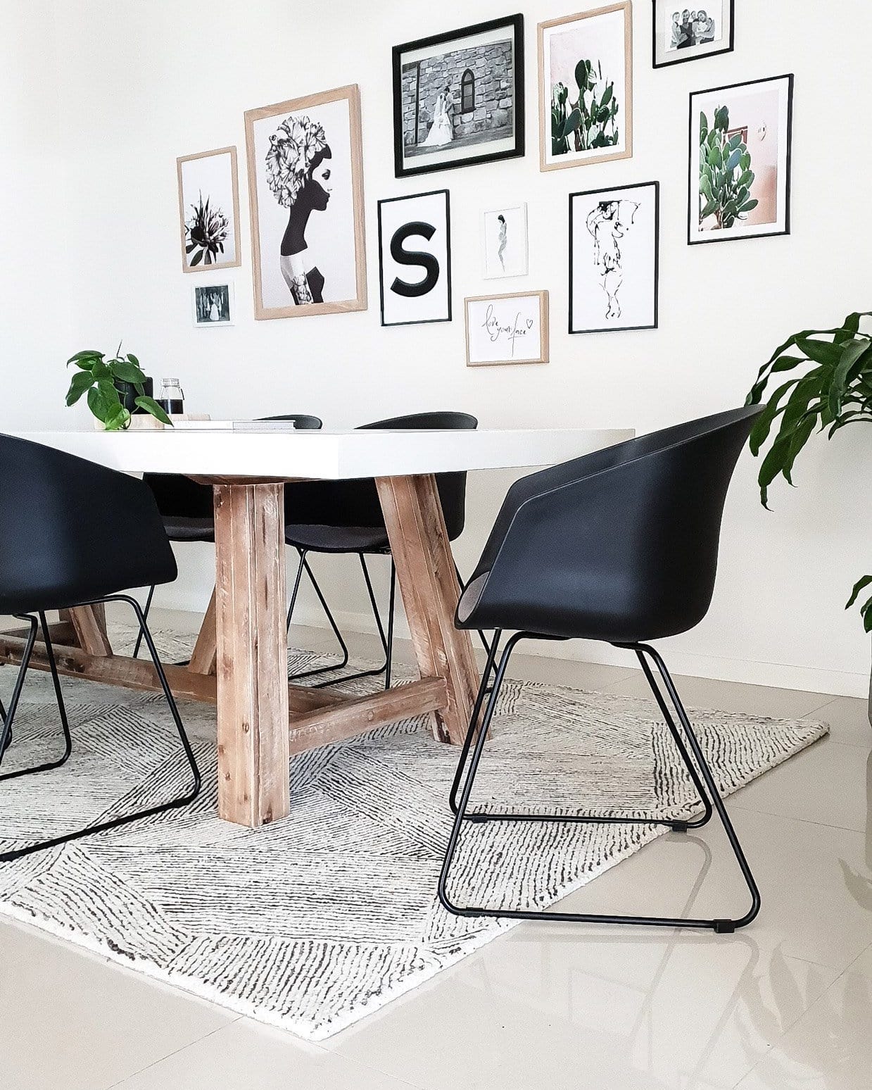 Tilde Charcoal and Ivory Striped Modern Wool Rug